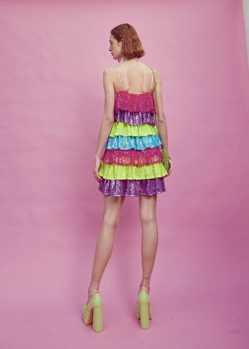 Frankie Tiered Tulle Mini Dress - Rainbow